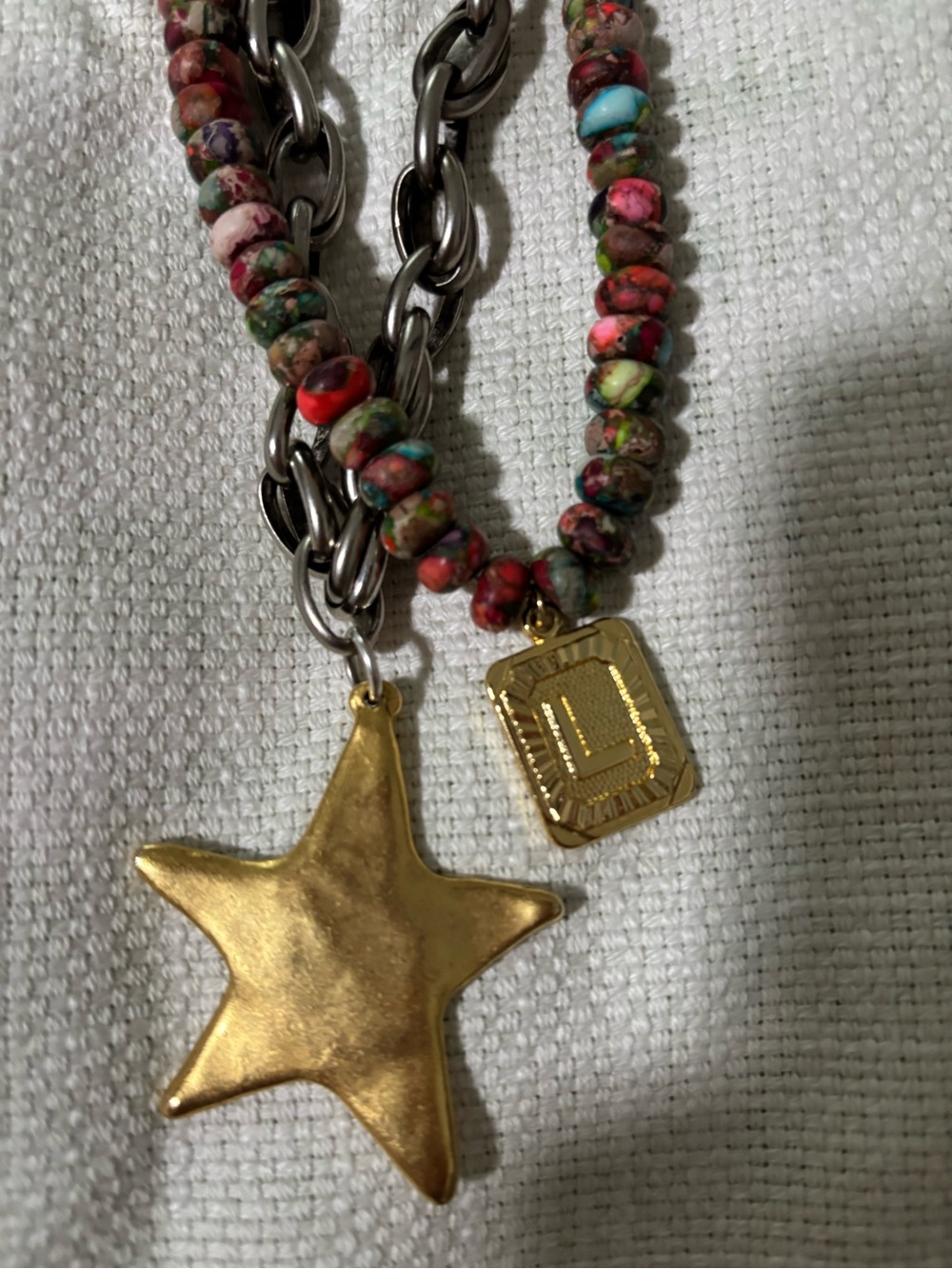 BRACHA Watercolor Initial Card & Star Shine 2 Tone Necklaces